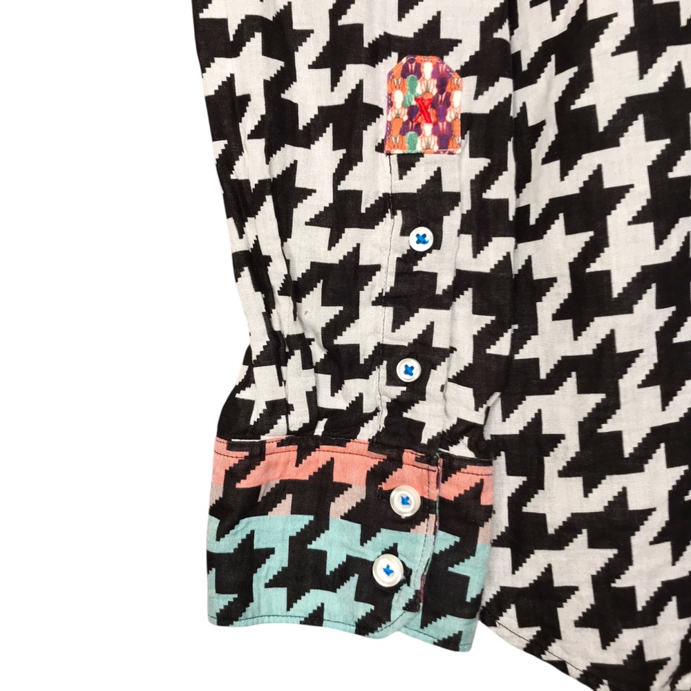 Robert Graham Multicolour Houndstooth Button Front Shirt Long Sleeve Men's Large - Picture 13 of 15